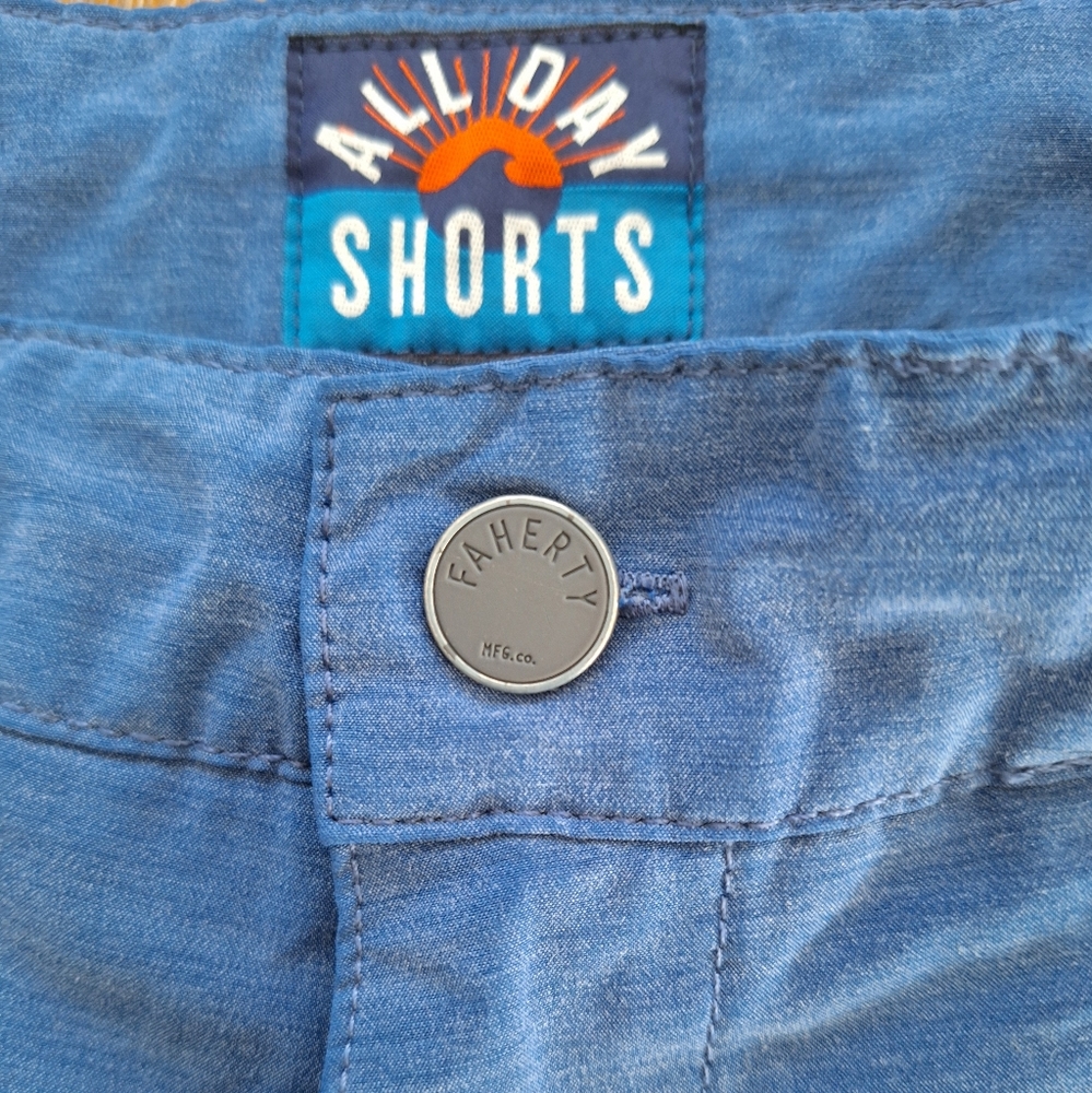 Faherty Mens 34 Blue All Day Casual 8.5" Inseam Hybrid Performance Shorts